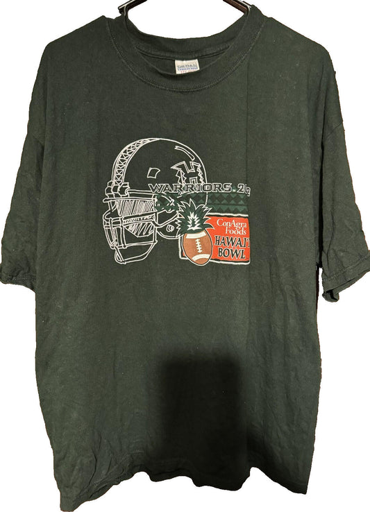 Hawaii Warriors T-Shirt Green 2002 Hawaii Bowl Men's Size XL