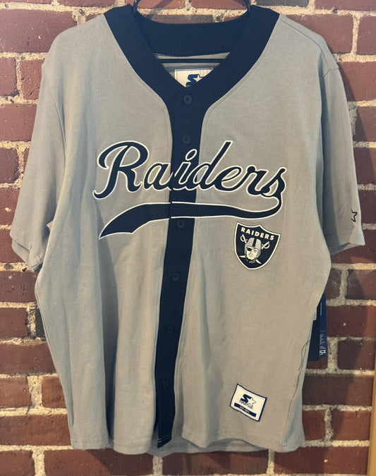 Las Vegas Raiders Starter baseball jersey Gray Men Sz L NEW WITH TAGS