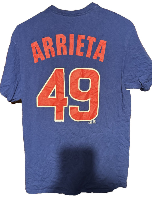 Chicago Cubs Jake Arieta T-shirt Men's Size M Blue