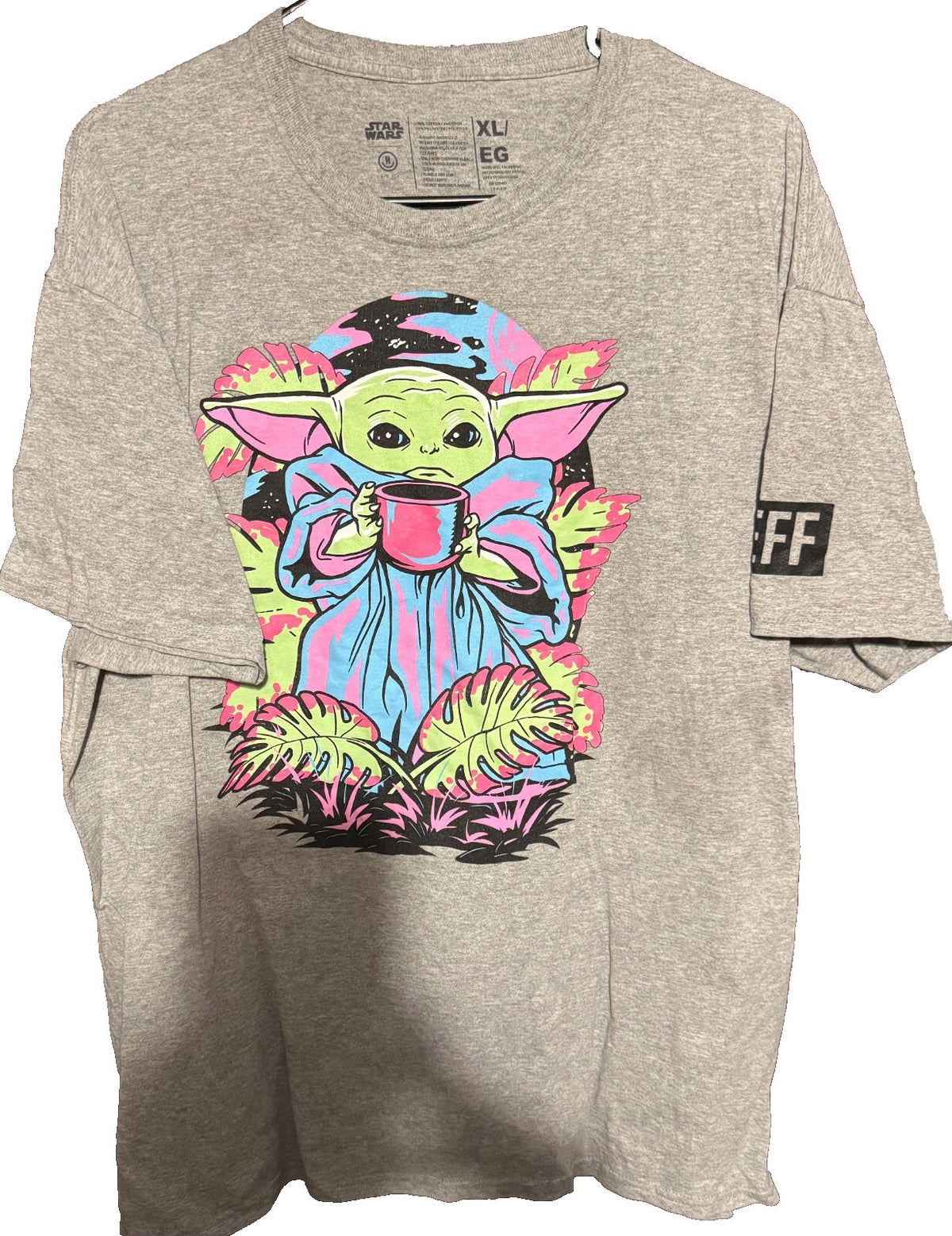 Star Wars Logo Mandalorian Grogu T-Shirt Men's Size XL Gray