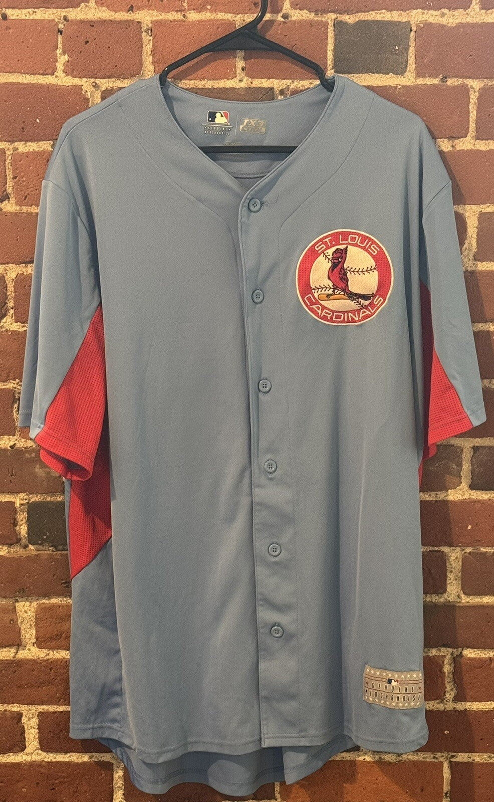 St. Louis Cardinals button up Powder Blue Jersey TX3 Men Size XL