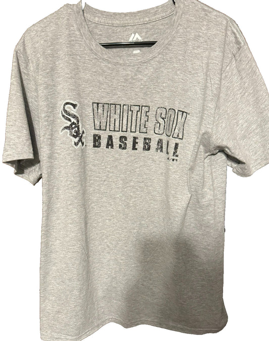 Chicago White Sox T-Shirt Mens L Majestic Gray Tee NEW WITH TAGS