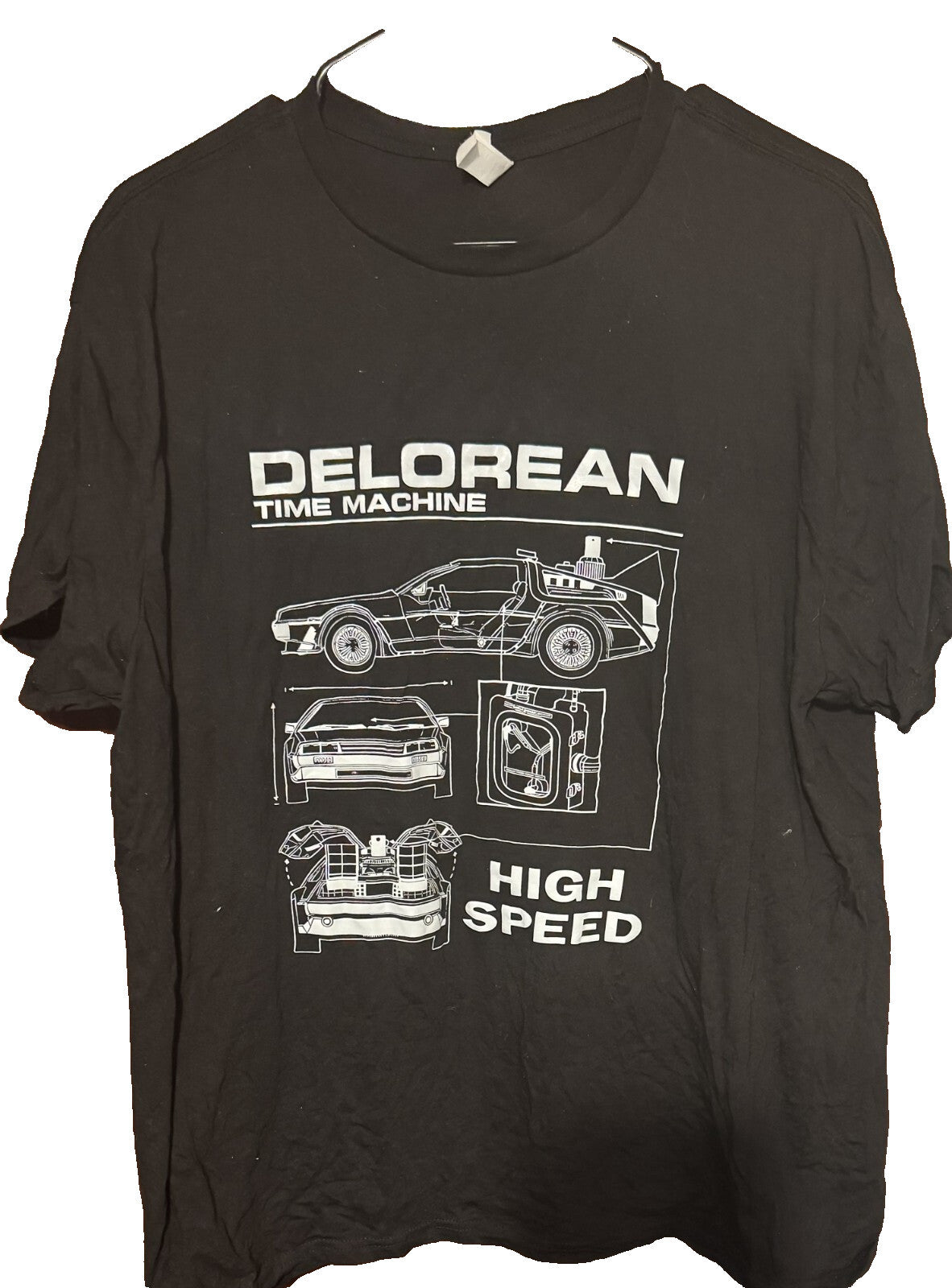 Delorean Time Machine Back to the Future T-Shirt Men's Size XL Black
