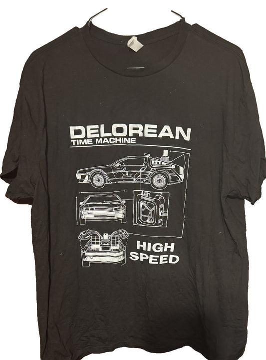 Delorean Time Machine Back to the Future T-Shirt Men's Size XL Black