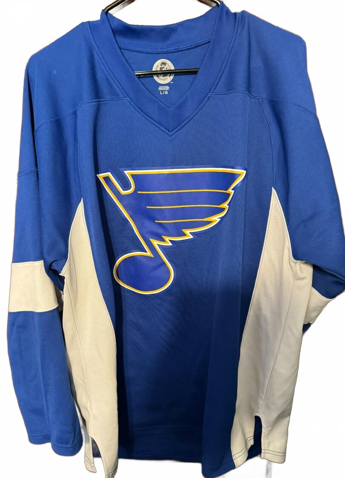 st louis blues jersey men sz L blank back blue