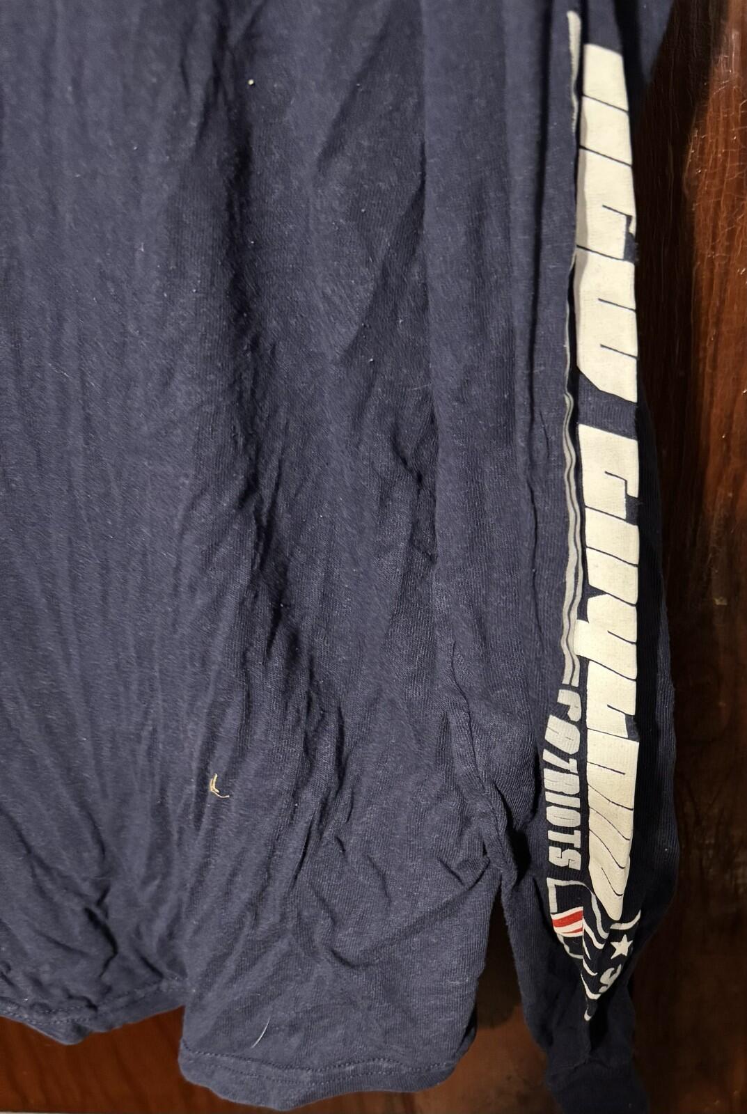 New England Patriots Long Sleeve T Shirt Men L Blue