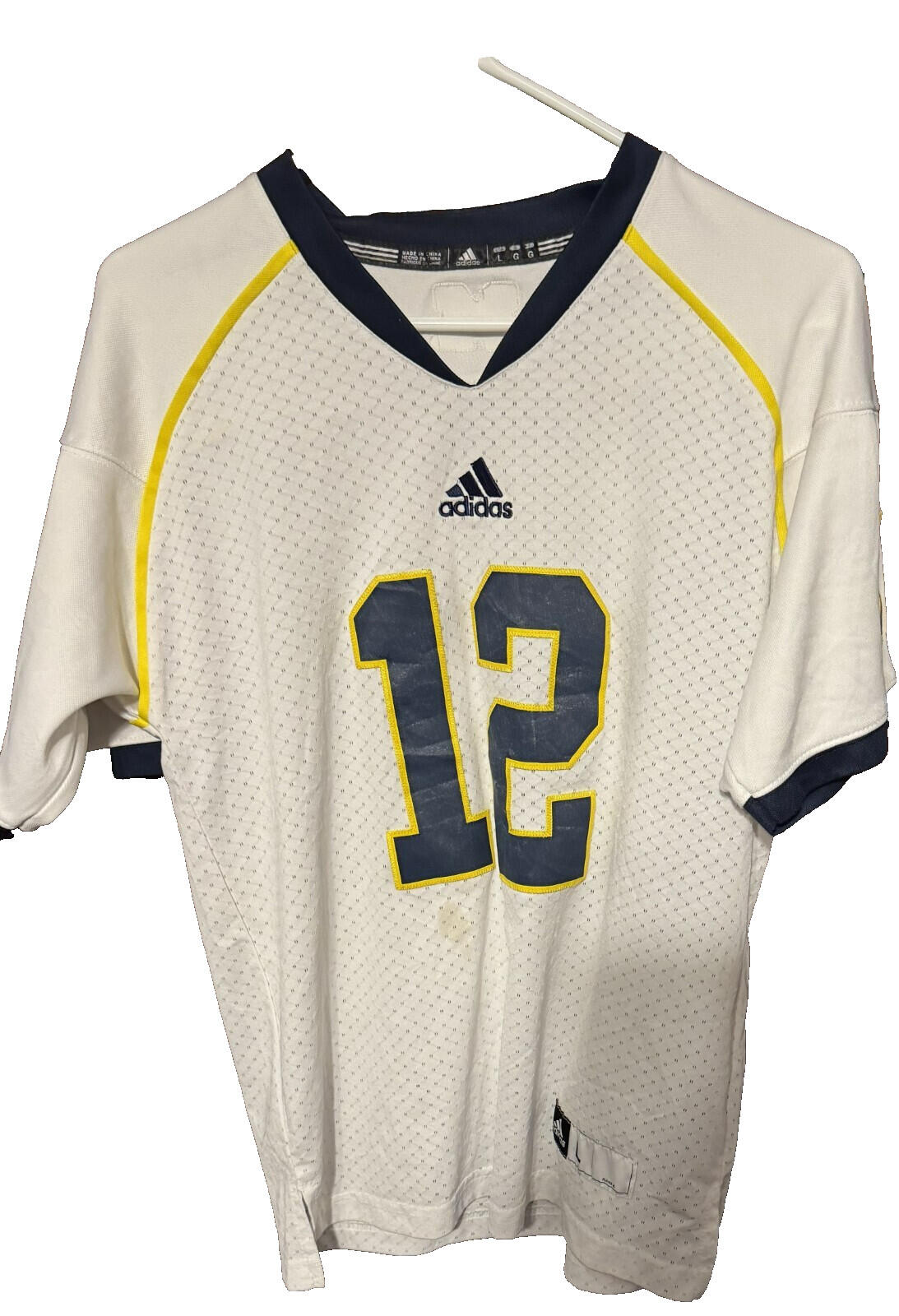 Michigan Wolverines Vintage Adidas #12 Jersey Size L White