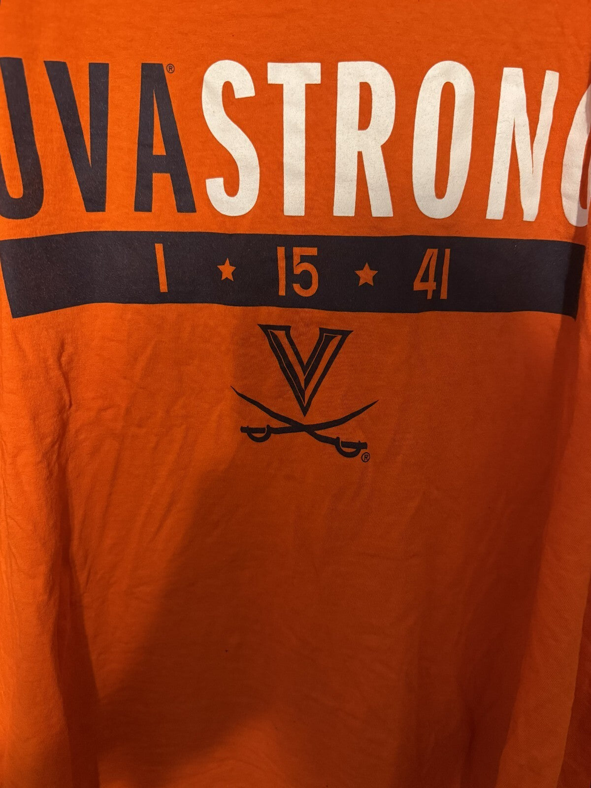 Virginia Cavaliers UVa Strong T-shirt Orange Men's Size XL