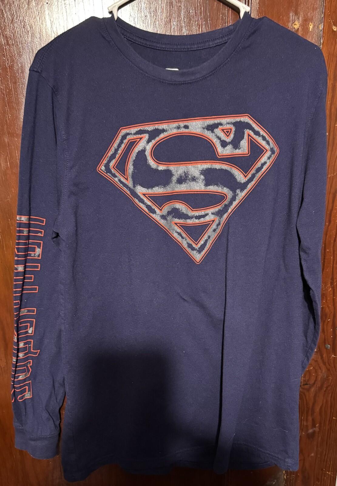 Superman L/S T-Shirt Men Sz L Blue DC Comics