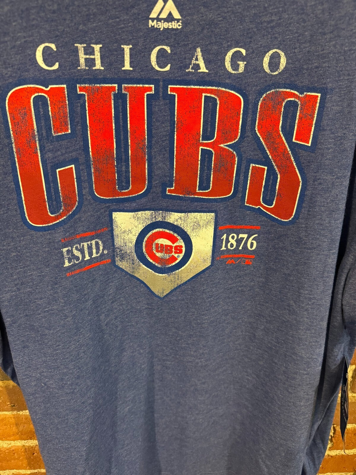 Chicago Cubs Majestic T-shirt Men Sz 2XL Blue NEW WITH TAGS