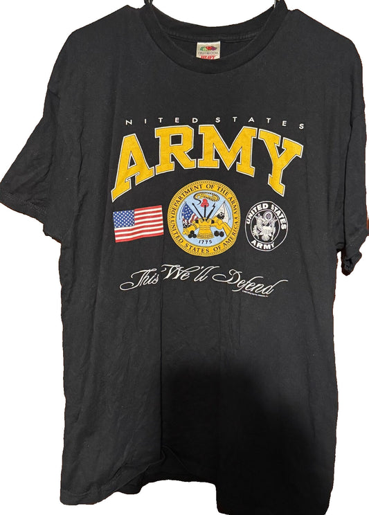 United States Army Men's T Shirt Size XL Black US Military