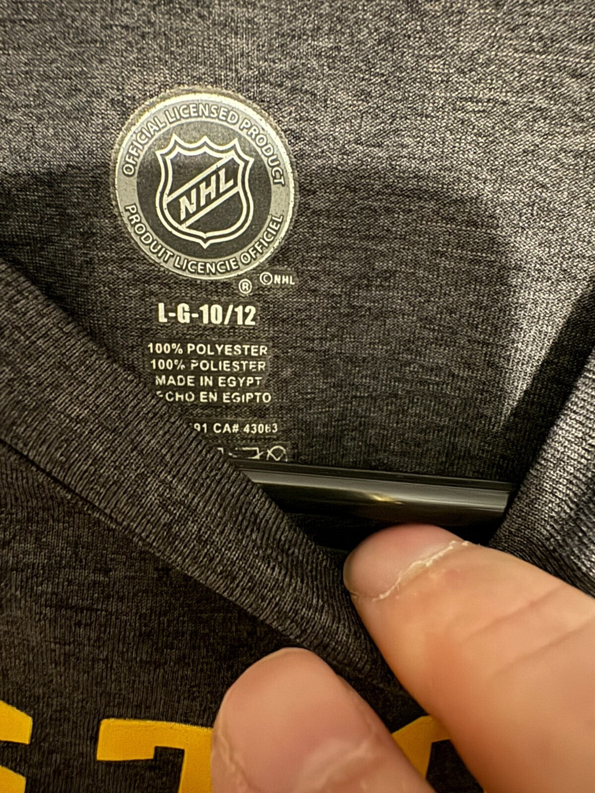 Boston Bruins Long Sleeve Tee Kid's Sz L Gray