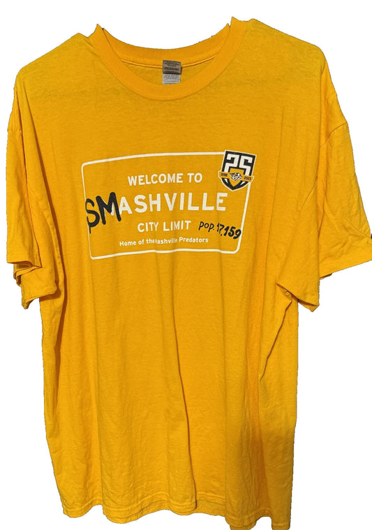 Nashville Predators Yellow Smashville T Shirt Men's Size XL
