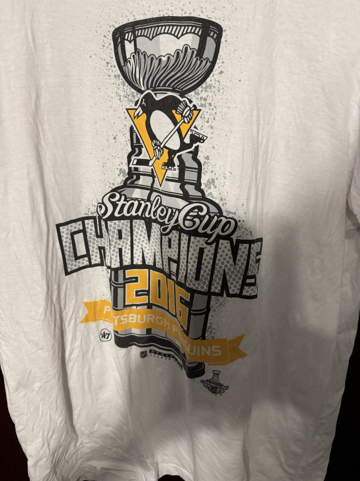 Pittsburgh Penguins White '47 Brand T-Shirt 2016 Stanley Cup Champion Men Size L