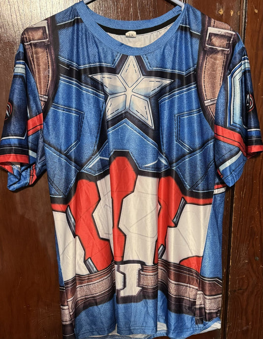 Captain America Marvel Avengers T-Shirt Men's Sz XL Blue