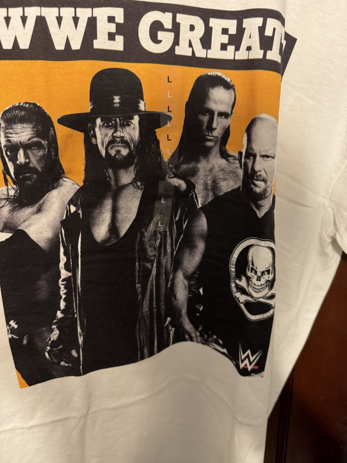 WWE Greats Wrestling HHH HBK Stone Cold Undertaker T-Shirt Men's Sz L White NWOT