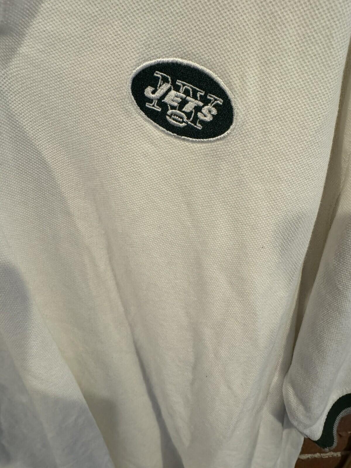 New York Jets NFL Vintage Polo Shirt Men's sz XL White/Green