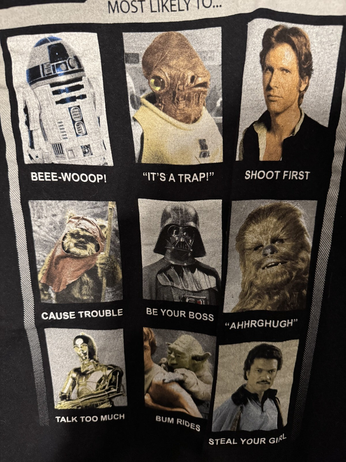 Star Wars Most Likely To T Shirt Men's Size L Black