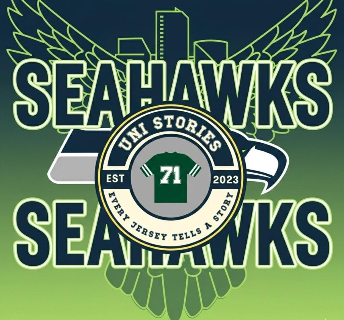 Seattle Seahawks Logo S/S Polo Men Size L Blue