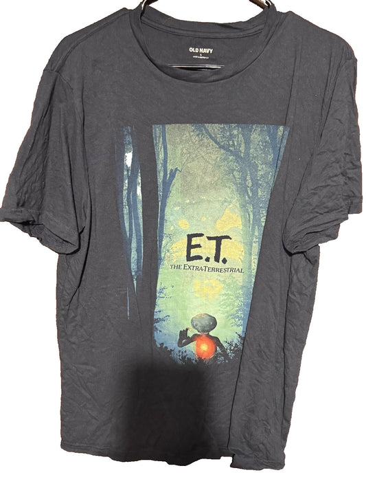 ET Movie Extra Terrestrial Logo T-Shirt Men Sz L Gray