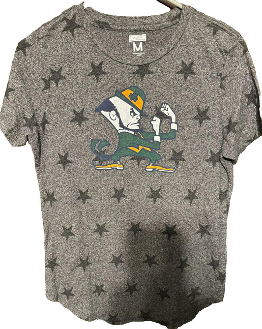 Notre Dame Fighting Irish Women Top Sz Med Tailgate Tee Gray