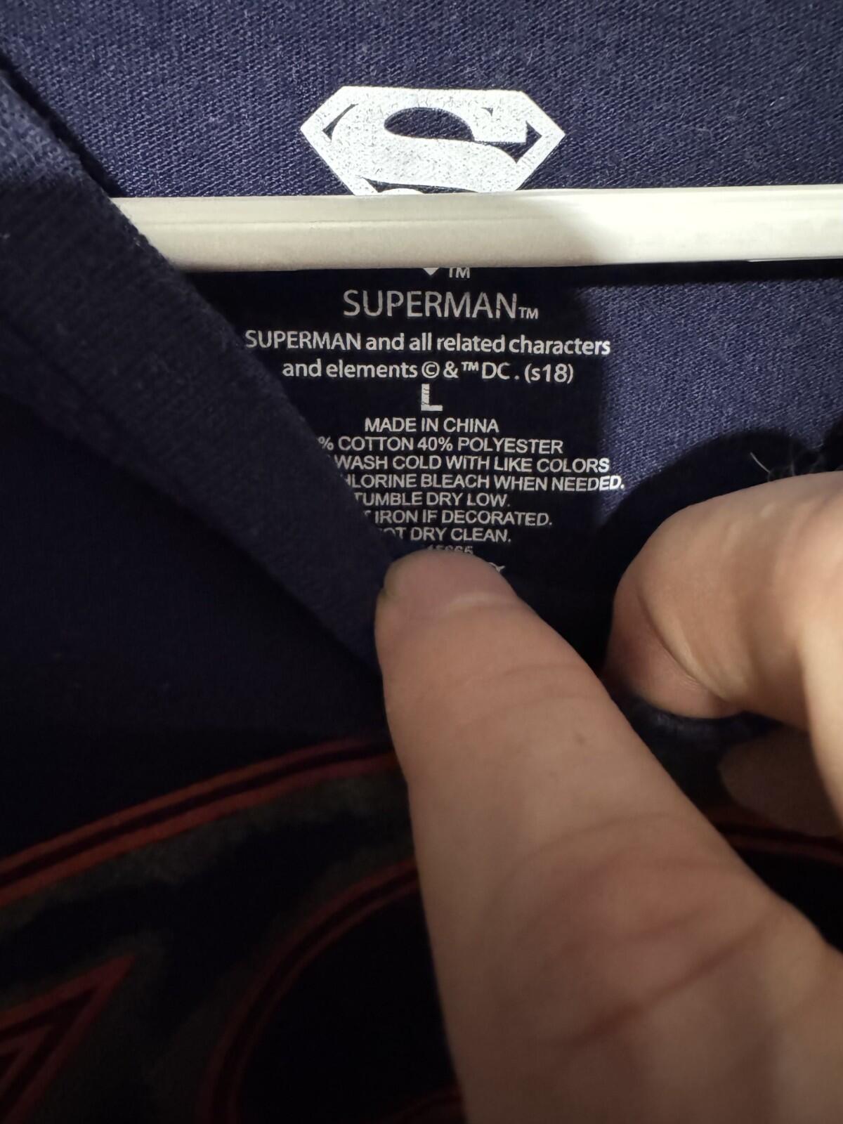 Superman L/S T-Shirt Men Sz L Blue DC Comics