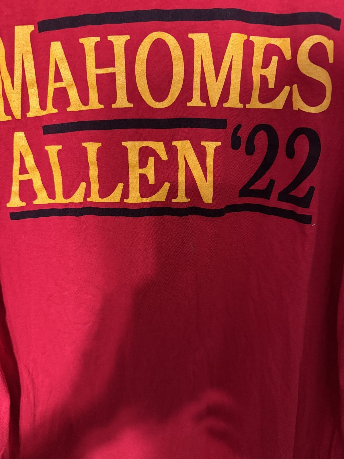 Kansas City Chiefs Mahomes Allen '22 Red tshirt Men's Size L