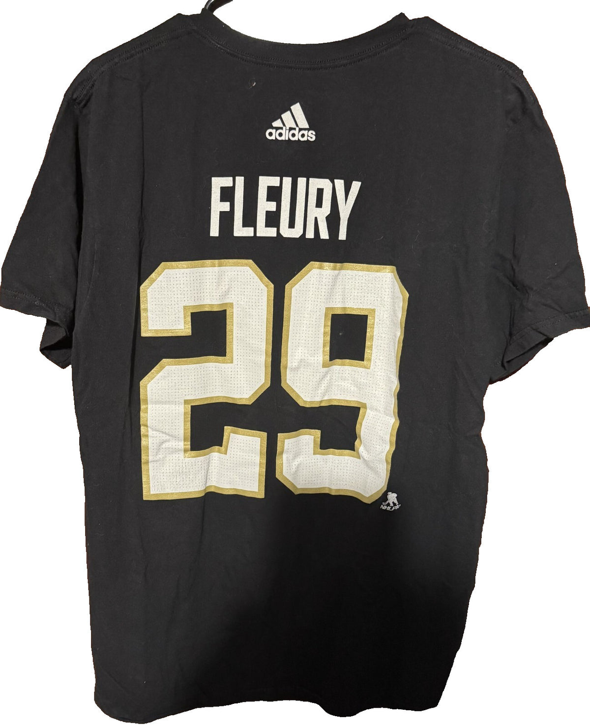 Vegas Golden Knights Marc-Andre Fleury Adidas Black Tee Men sz L