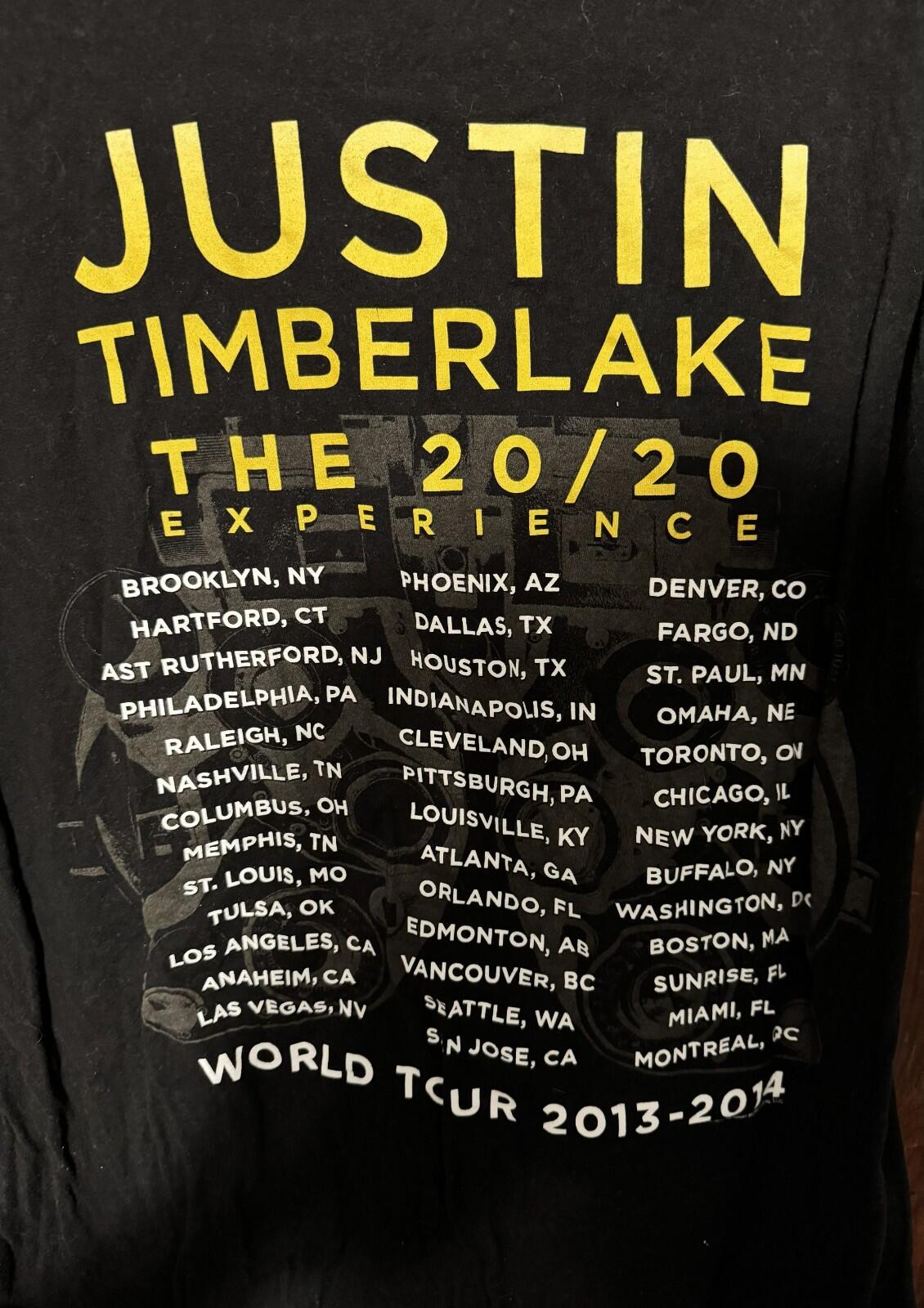 Justin Timberlake 2013-14 World Tour Concert t-shirt Black Men's size L