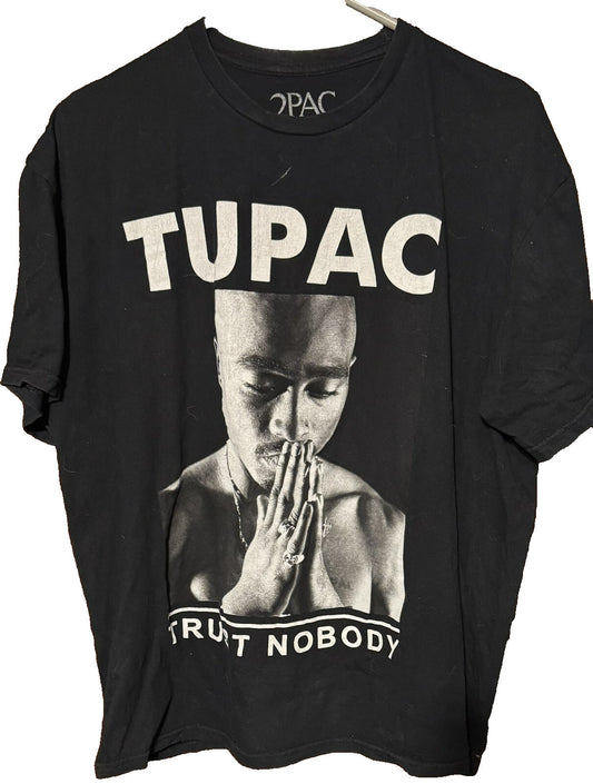 Tupac Shakur Trust Nobody Distressed t-shirt Black Men sz XL
