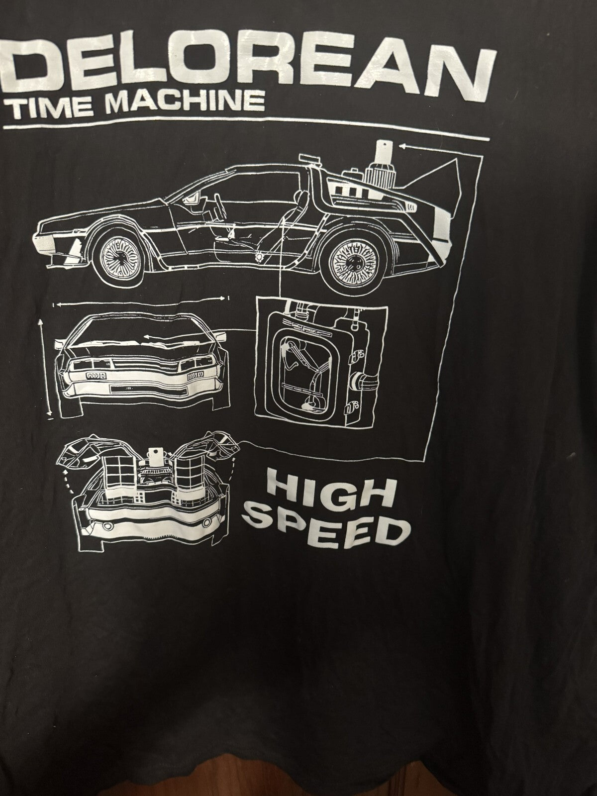 Delorean Time Machine Back to the Future T-Shirt Men's Size XL Black