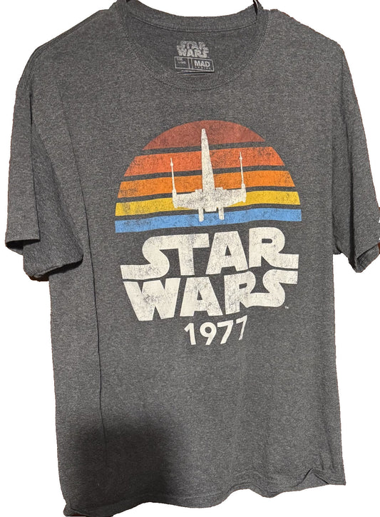 Star Wars Logo 1977 T-Shirt Men's Size L Blue
