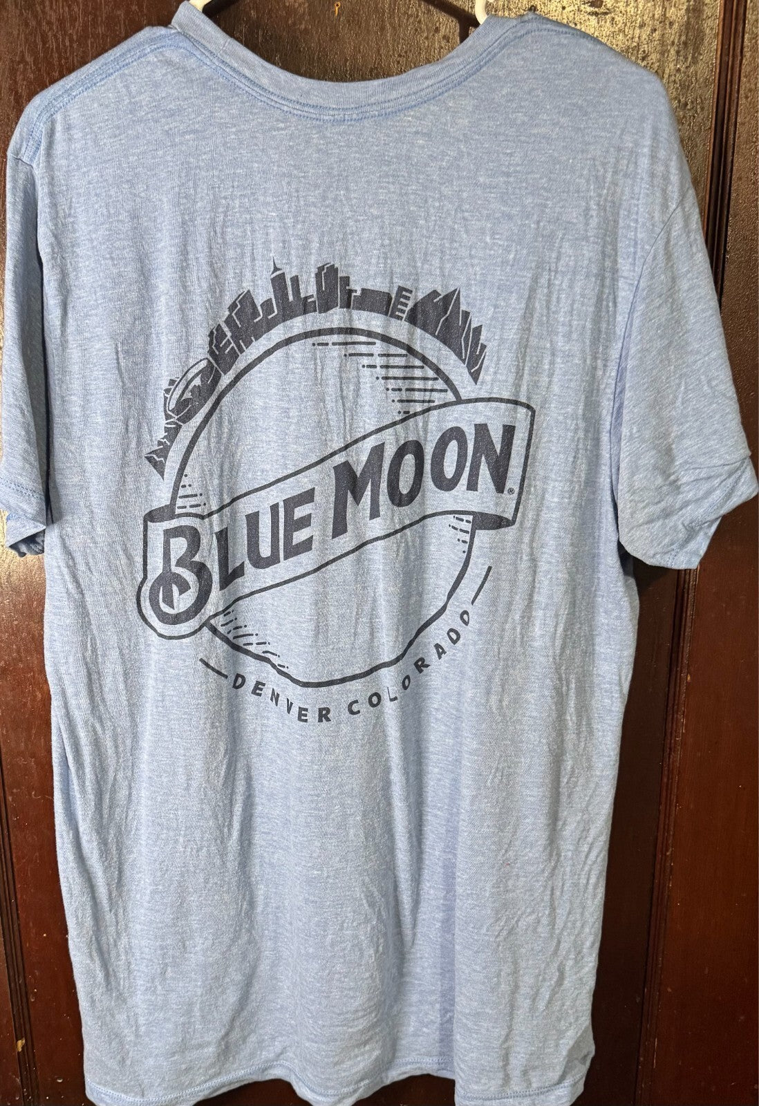 Blue Moon Beer Blue Vintage Logo Tee Shirt Men Sz L