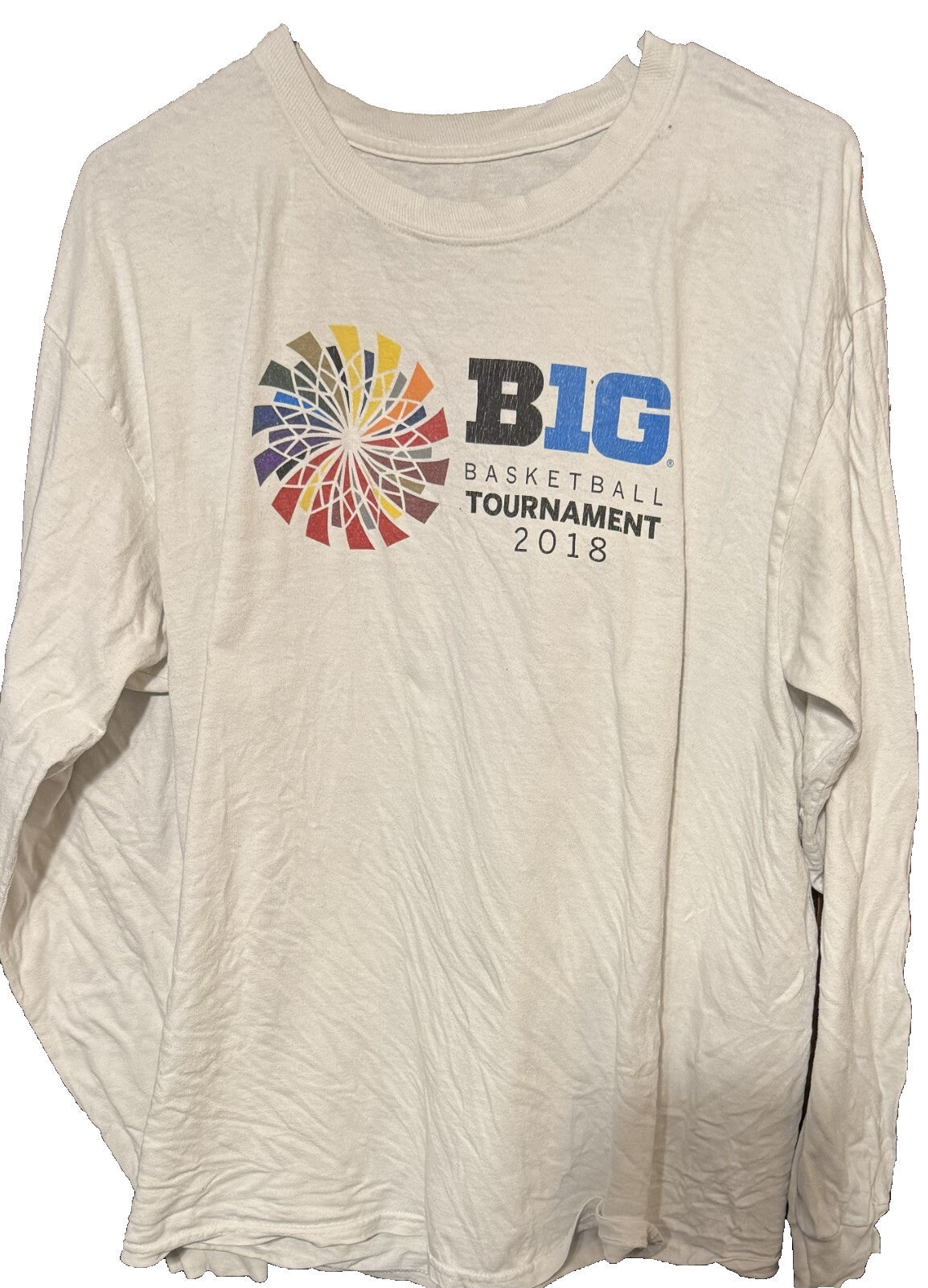 Big Ten 2018 Basketball Tournament Long Sleeve T-Shirt men Sz XL ? White B1G