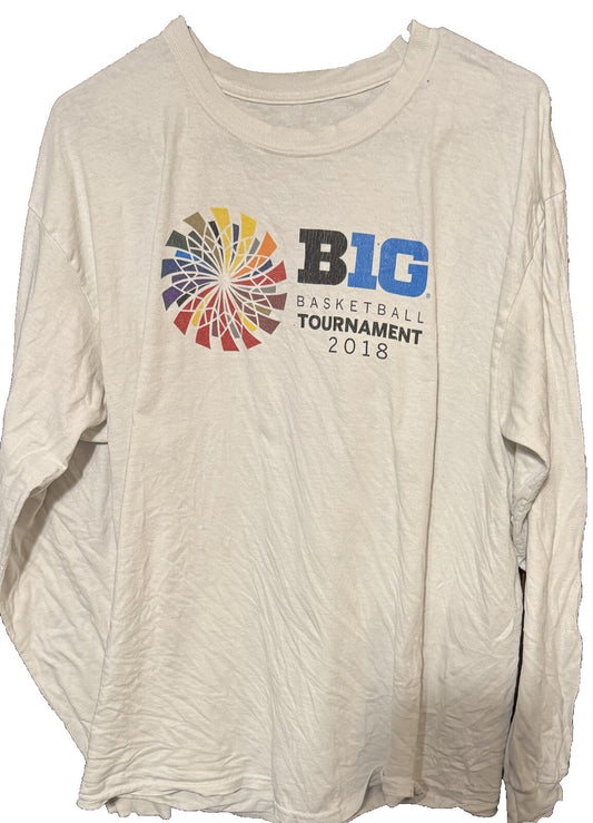 Big Ten 2018 Basketball Tournament Long Sleeve T-Shirt men Sz XL ? White B1G