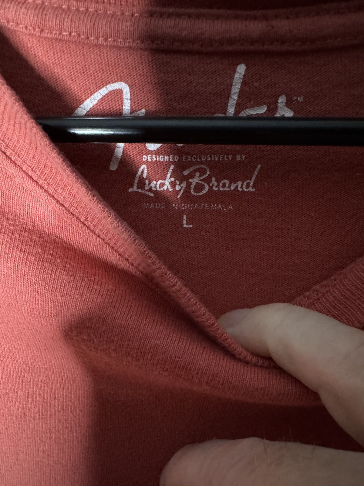 Fender Stratocaster Lucky Brand Long Sleeve Red T-shirt Men's size L