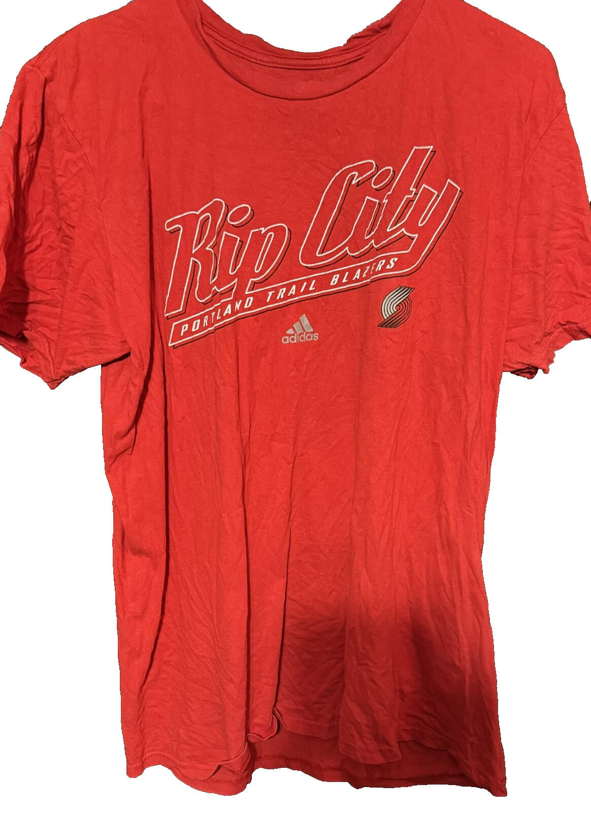 Portland Trail Blazers Adidas Red Rip City T-Shirt Men Sz L