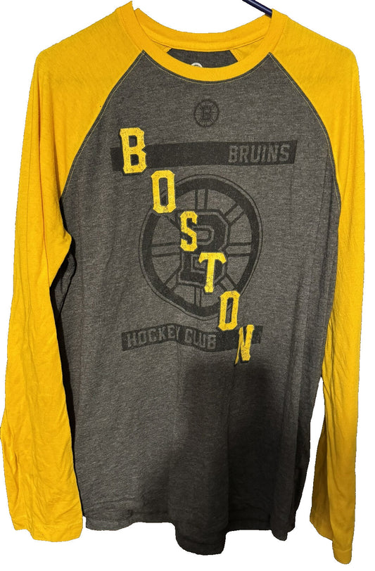 Boston Bruins Long Sleeve Raglan Gray T-shirt Men's Sz XL
