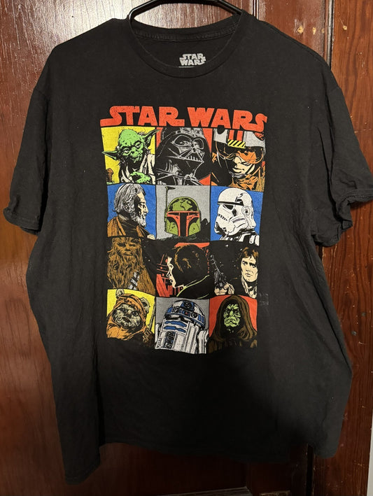 Star Wars Logo Characters T -Shirt Men's Size XL Gray