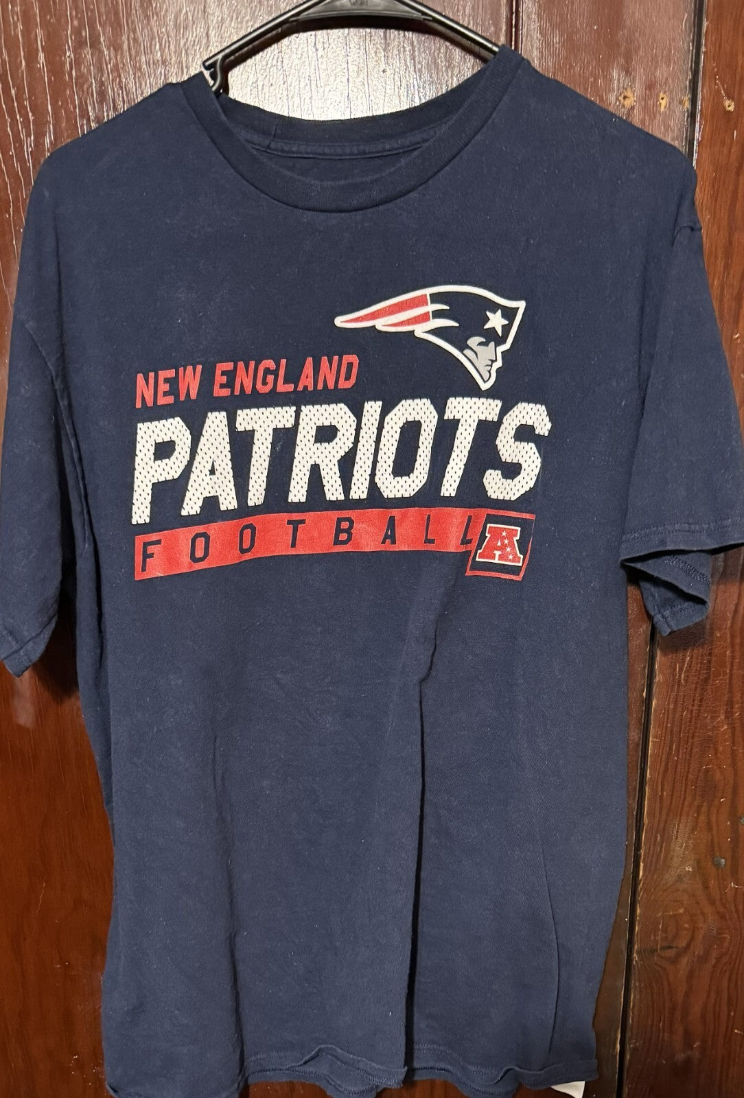 New England Patriots T Shirt Men L Blue Tee NFL Football