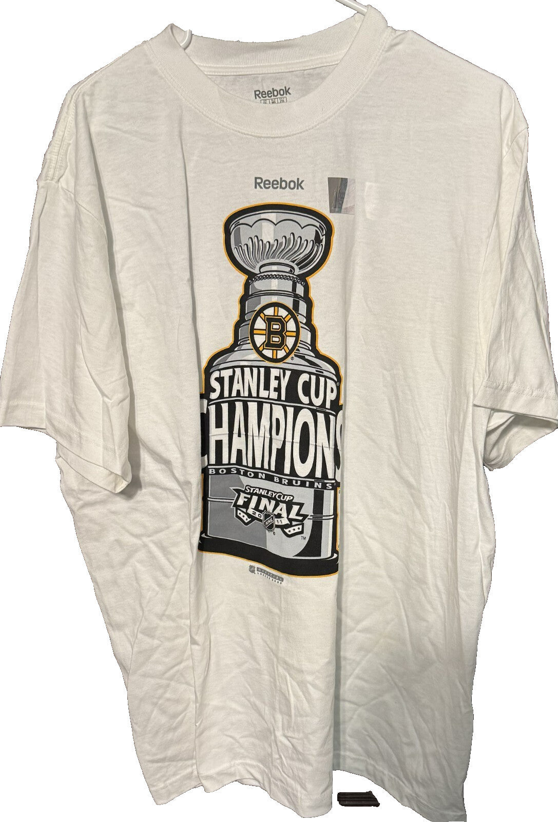 BOSTON BRUINS Stanley Cup Champions Reebok White Tee Men's Sz XXL NEW WITH TAGS