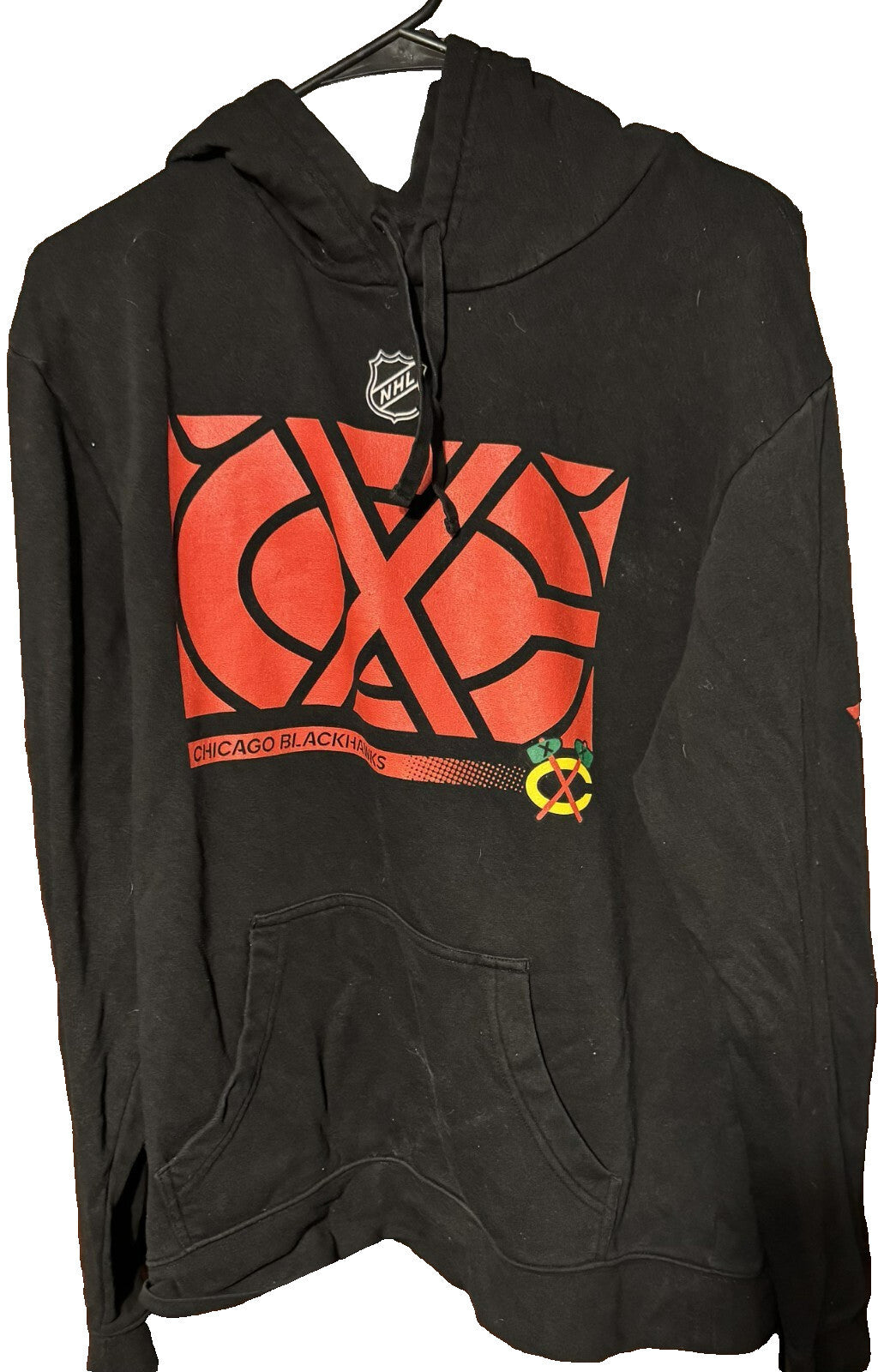 Chicago Blackhawks Fanatics Pullover Hoodie Black Men’s Size L