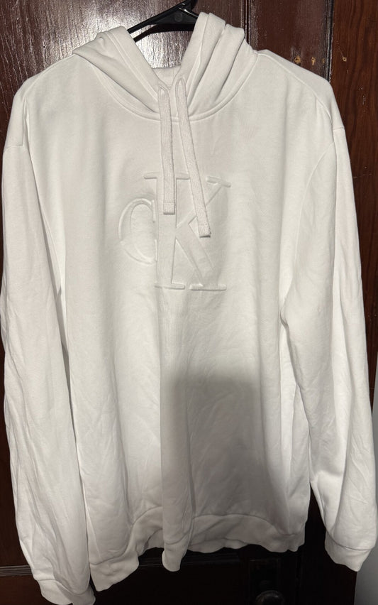 Calvin Klein Logo Hoodie sweatshirt Men's Size XL White