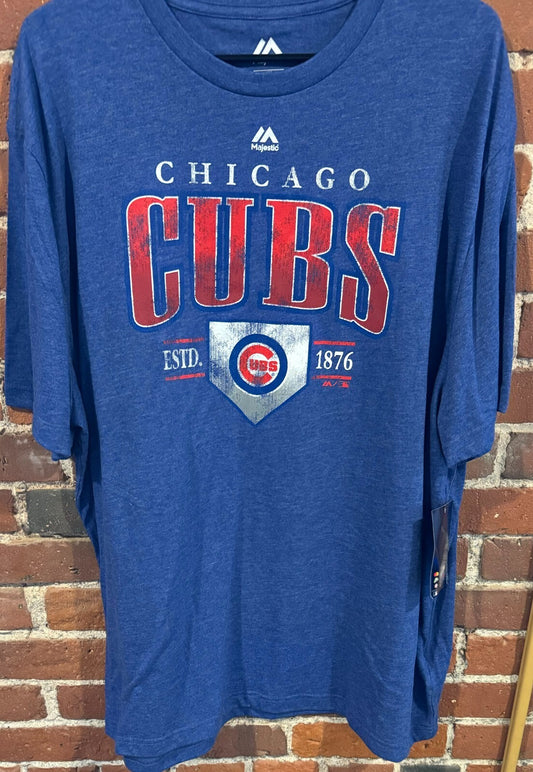Chicago Cubs Majestic T-shirt Men Sz 2XL Blue NEW WITH TAGS