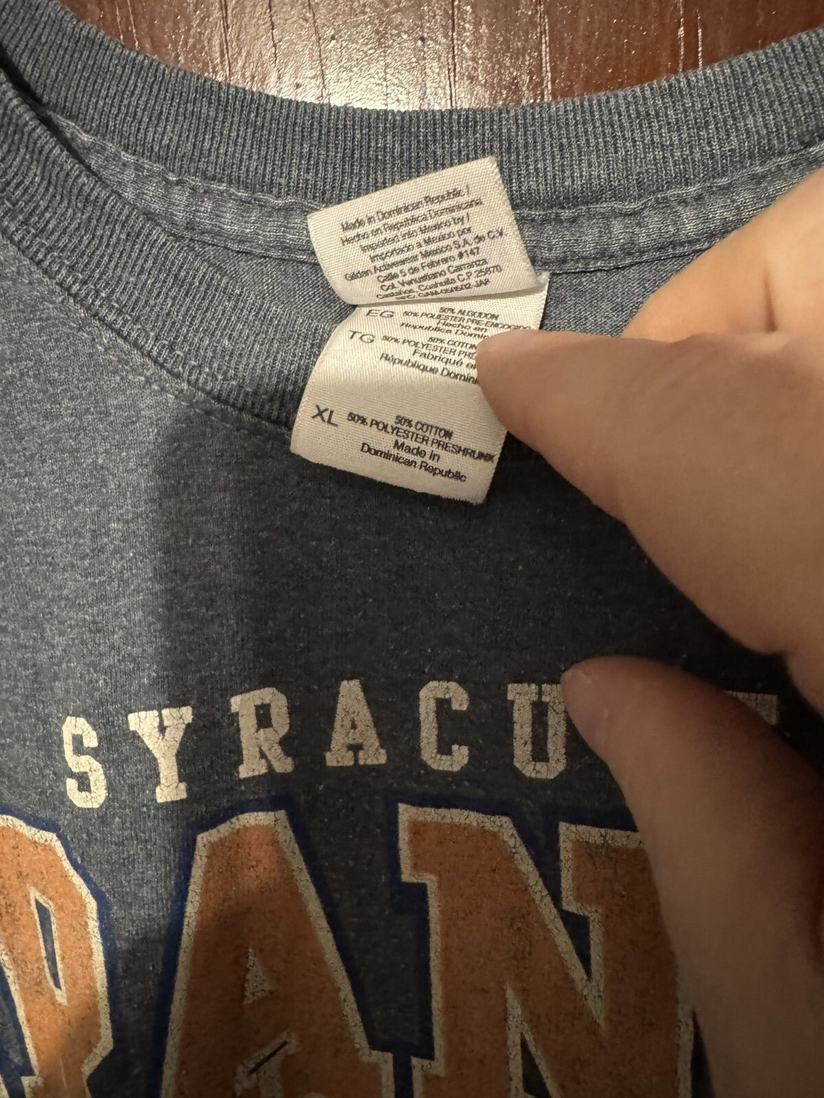 Syracuse Orangemen Distressed Logo Tee Men XL Blue