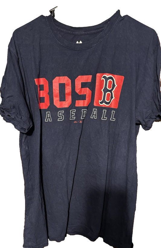 Boston Red Sox Majestic Short Sleeve Tee Men's L Blue MLB