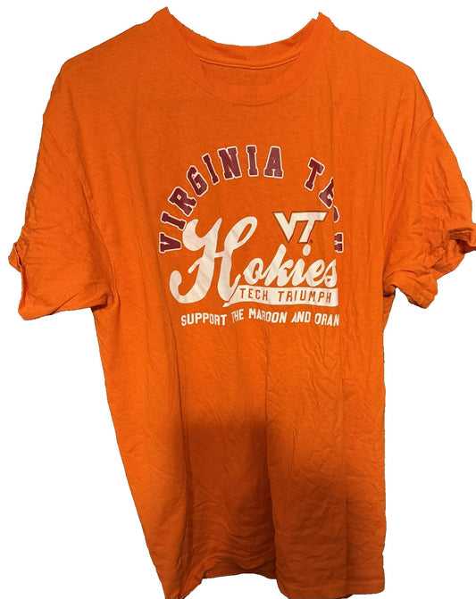 Virginia Tech Hokies Captivating Tee Shirt Orange Men Size L