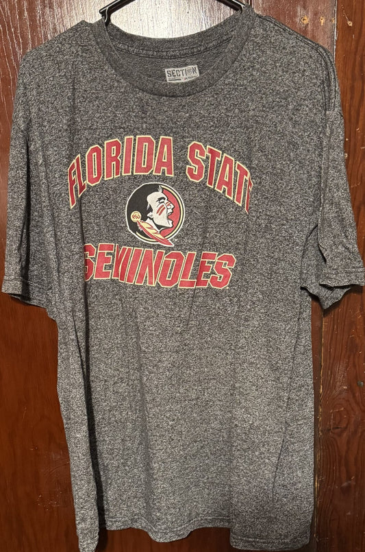 Florida State Seminoles Football FSU Majestic Tee Shirt Men's Sz XL Gray