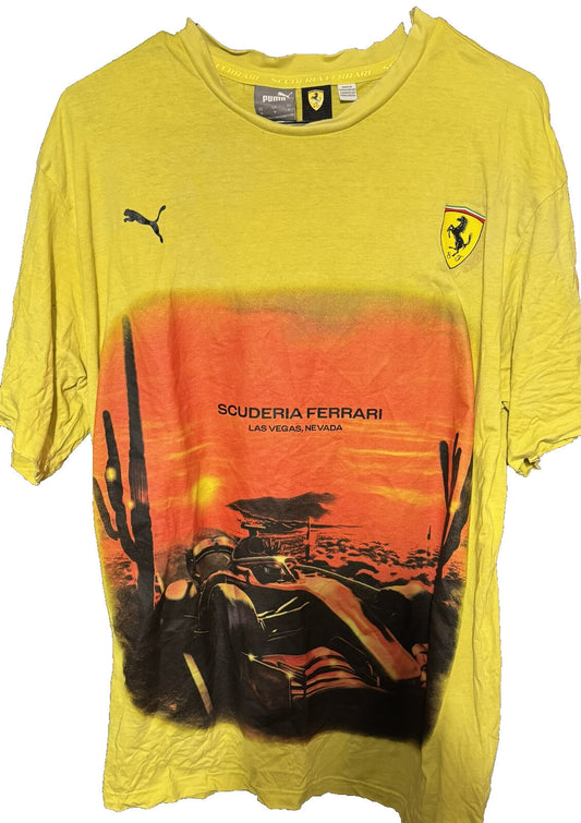 Ferrari Scuderia Las Vegas Puma T-Shirt Men's Sz M Yellow