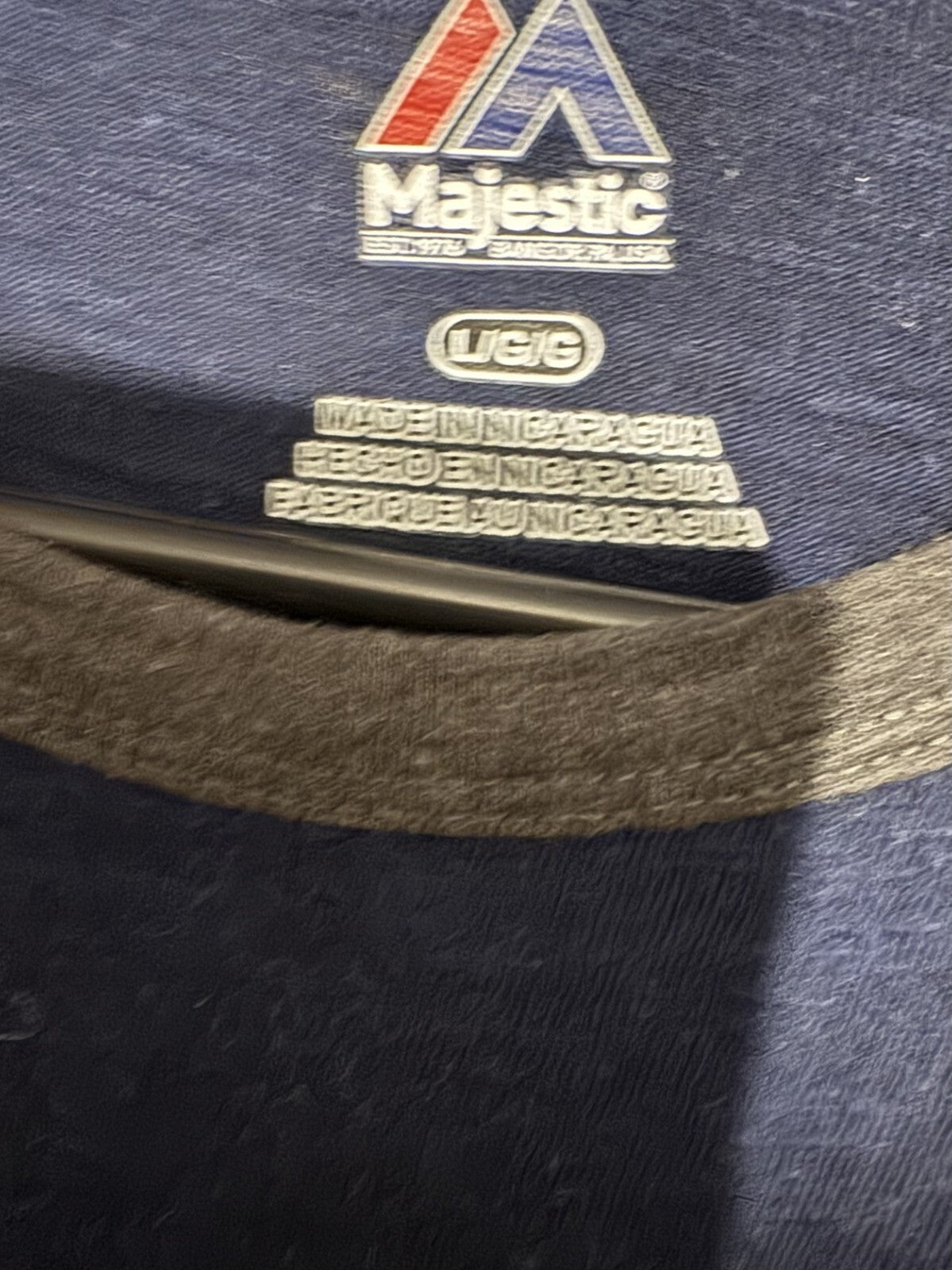 Boston Red Sox Majestic Raglan 3/4 Sleeve Tee Men's L Blue